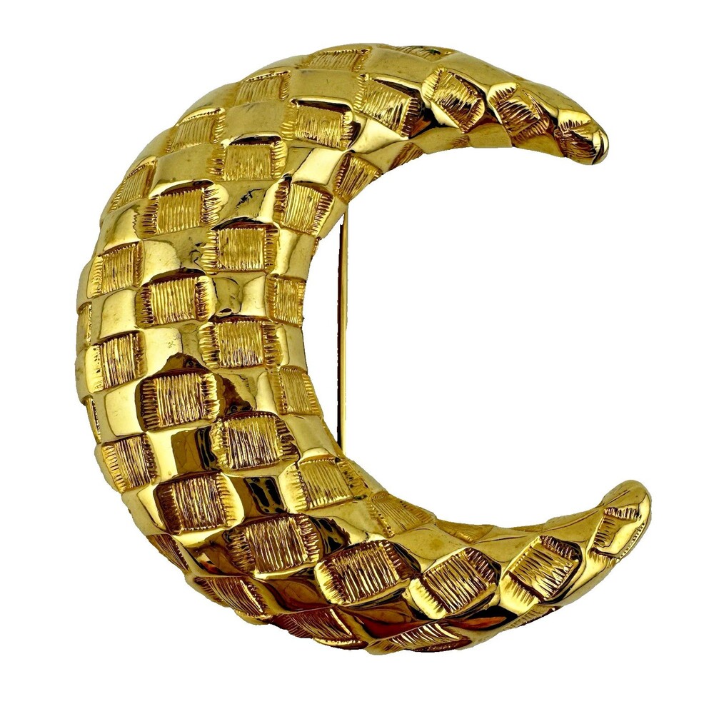 Vtg Camrose Kross JBK Jackie Kennedy Crescent Moon Brooch Pin Large Statement